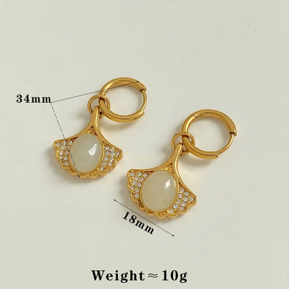 1 Pair Casual Modern Style Sector Plating Inlay 304 Stainless Steel Zircon 16K Gold Plated White Gold Plated Gold Plated Drop Earrings