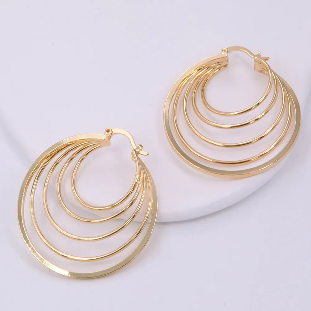 1 Pair Casual Modern Style Simple Style Round Copper 18K Gold Plated Earrings