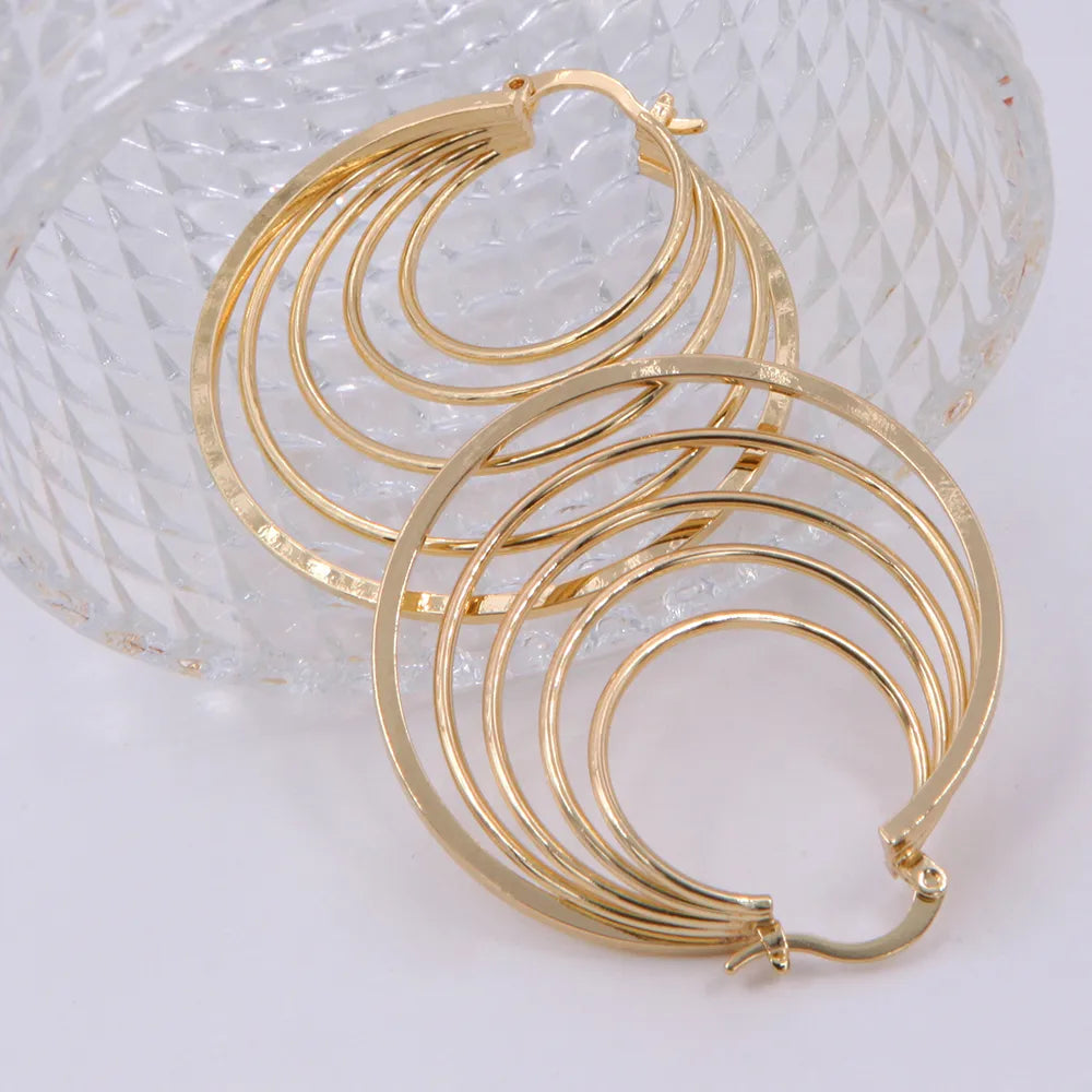 1 Pair Casual Modern Style Simple Style Round Copper 18K Gold Plated Earrings