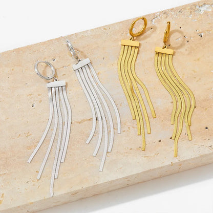 1 Pair Casual Modern Style Tassel 304 Stainless Steel 16K Gold Plated White Gold Plated Gold Plated Drop Earrings