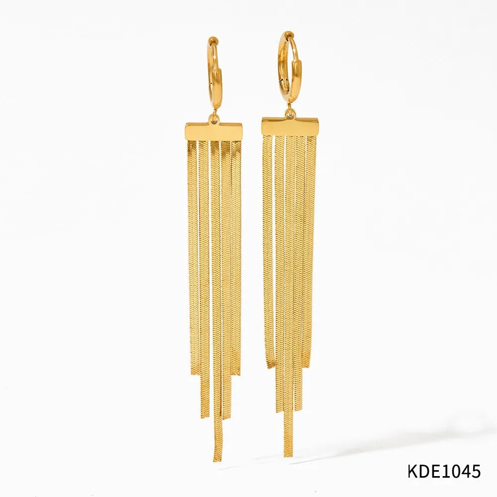 1 Pair Casual Modern Style Tassel 304 Stainless Steel 16K Gold Plated White Gold Plated Gold Plated Drop Earrings