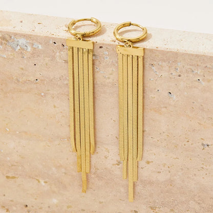 1 Pair Casual Modern Style Tassel 304 Stainless Steel 16K Gold Plated White Gold Plated Gold Plated Drop Earrings