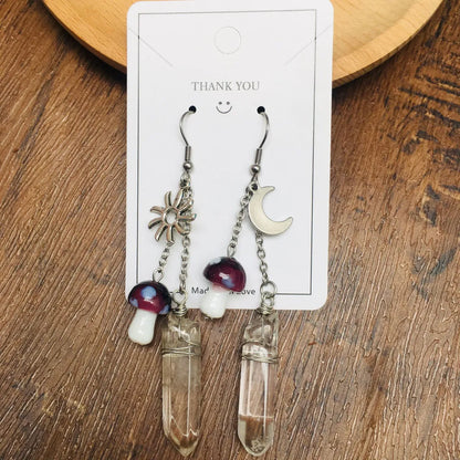 1 Pair Casual Mushroom Crystal Drop Earrings