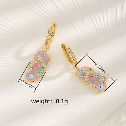 1 Pair Casual Novelty Slippers Inlay Copper Zircon 18K Gold Plated Drop Earrings