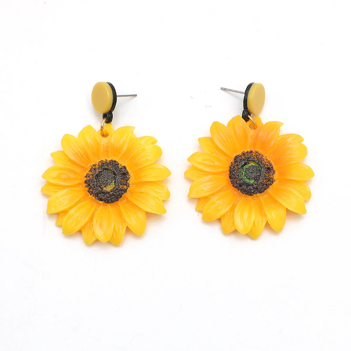 1 Pair Casual Oversized Sunflower Arylic Drop Earrings