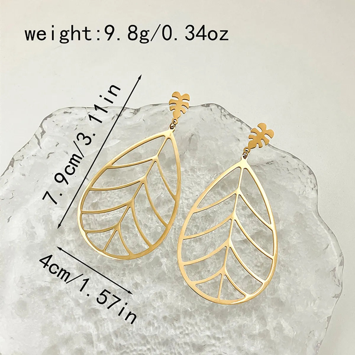 1 Pair Casual Pastoral Simple Style Leaves Plating Hollow Out Stainless Steel Gold Plated Drop Earrings