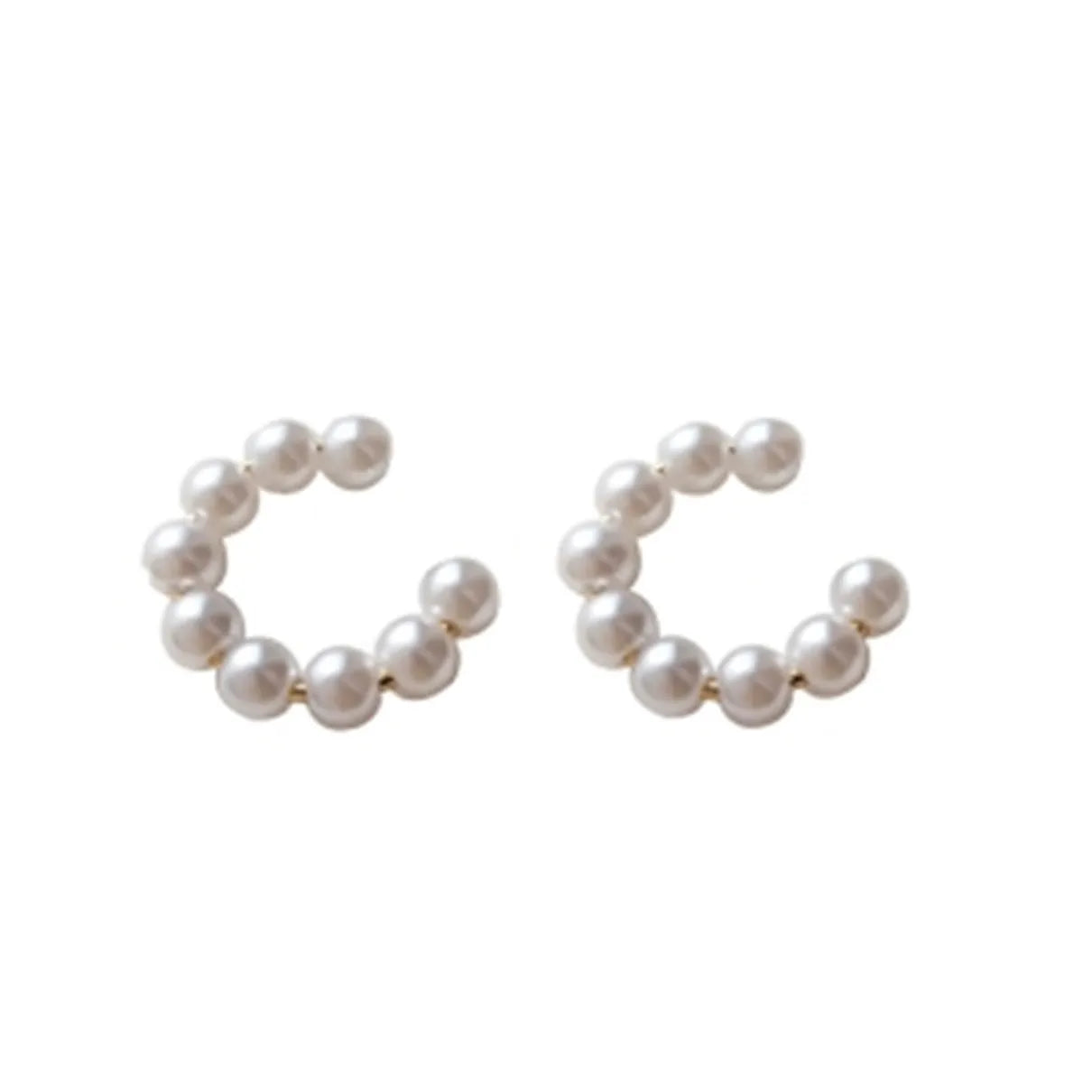 1 Pair Casual Pearl Beaded Plating Alloy Ear Clips