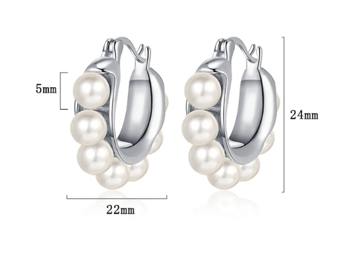 1 Pair Casual Pearl Plating Inlay Sterling Silver Shell White Gold Plated Earrings