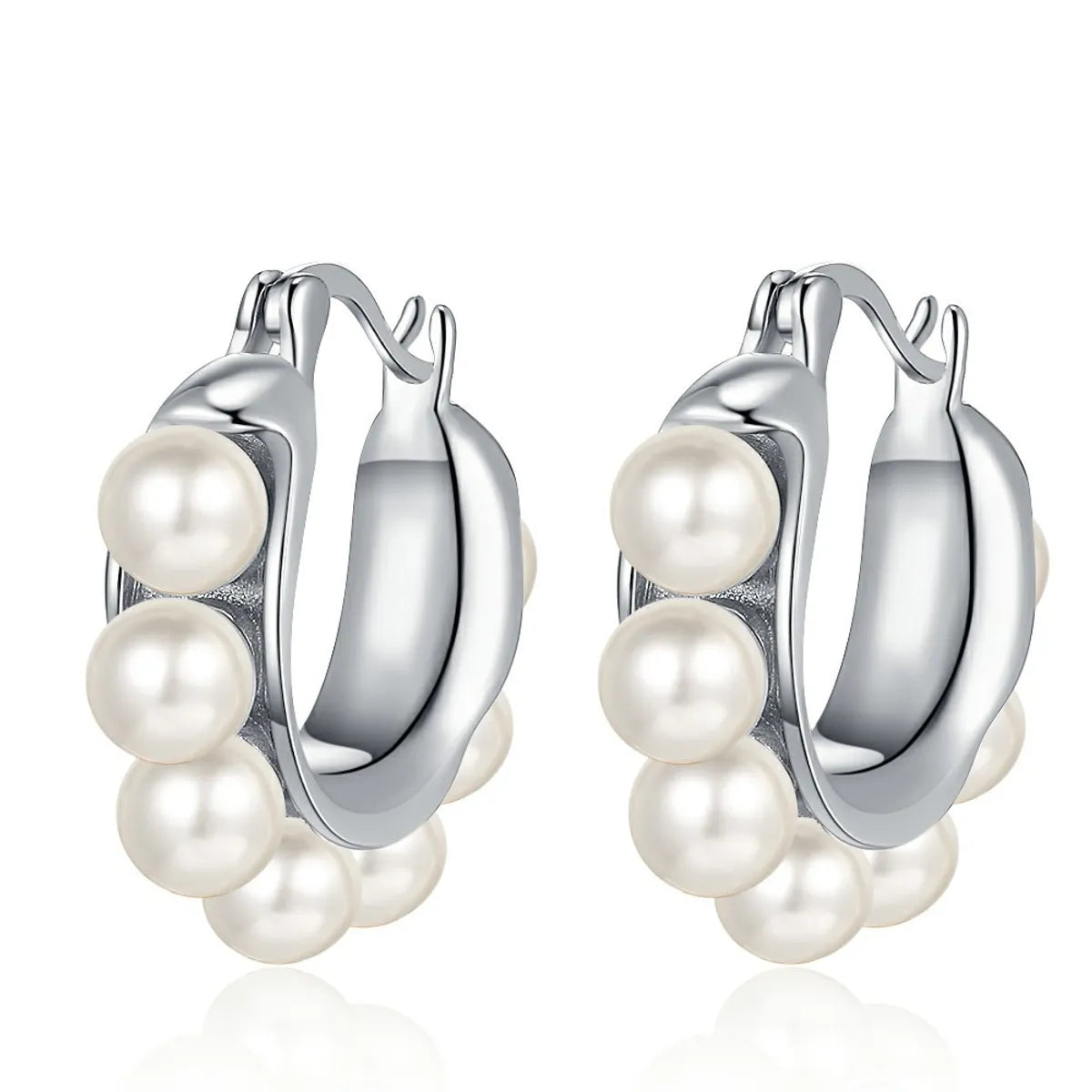 1 Pair Casual Pearl Plating Inlay Sterling Silver Shell White Gold Plated Earrings