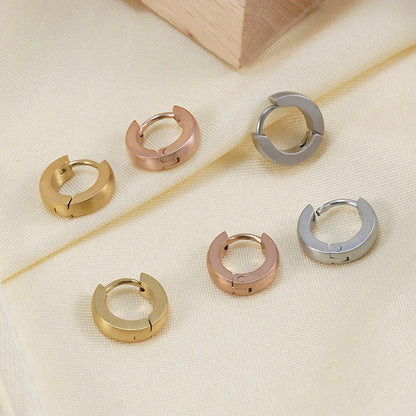 1 Pair Casual Punk Simple Style Solid Color 304 Stainless Steel 18K Gold Plated Rose Gold Plated Earrings