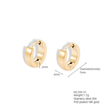 1 Pair Casual Punk Simple Style Solid Color 304 Stainless Steel 18K Gold Plated Rose Gold Plated Earrings