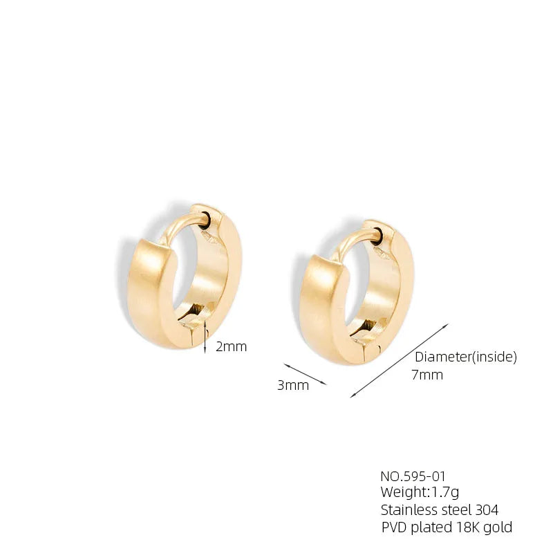 1 Pair Casual Punk Simple Style Solid Color 304 Stainless Steel 18K Gold Plated Rose Gold Plated Earrings