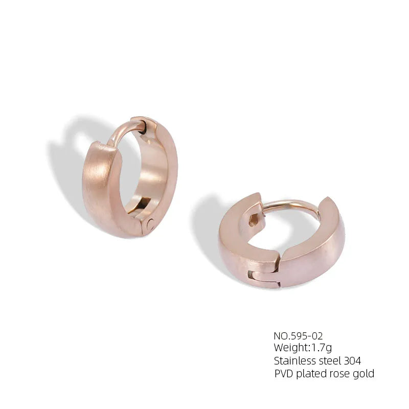 1 Pair Casual Punk Simple Style Solid Color 304 Stainless Steel 18K Gold Plated Rose Gold Plated Earrings