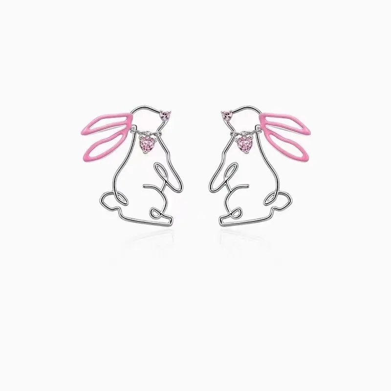 1 Pair Casual Rabbit Alloy Plating Artificial Rhinestones Women'S Earrings