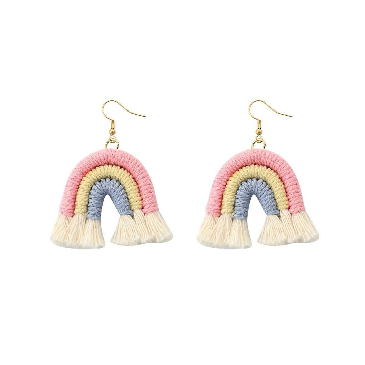 1 Pair Casual Rainbow Cloth Handmade Tassel Women's Drop Earrings