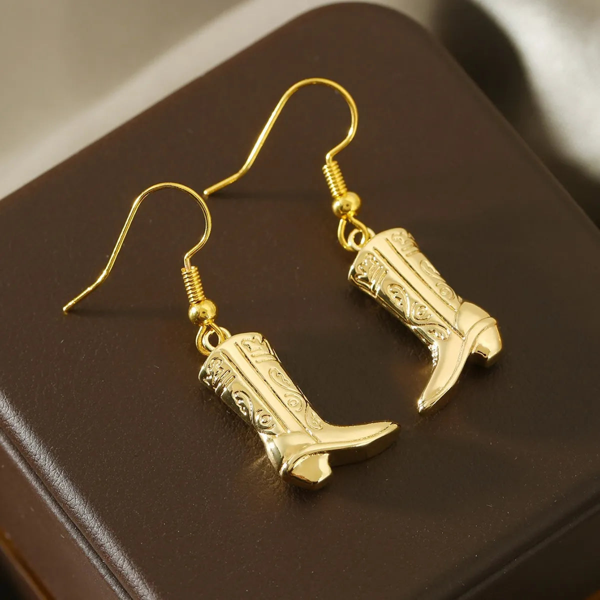 1 Pair Casual Retro Boots Copper Drop Earrings