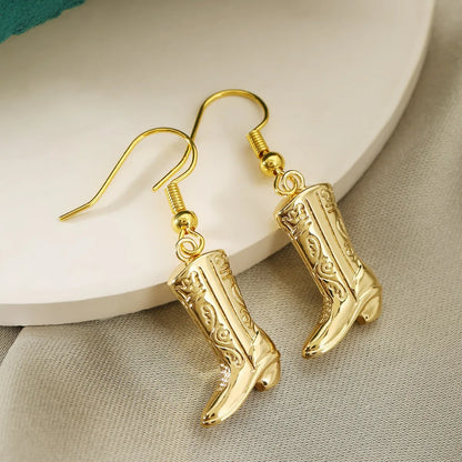 1 Pair Casual Retro Boots Copper Drop Earrings