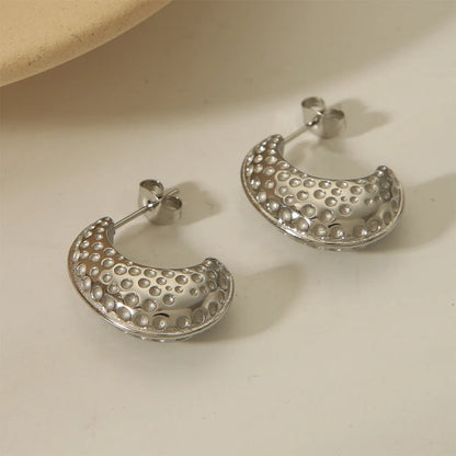 1 Pair Casual Retro French Style C Shape 304 Stainless Steel 18K Gold Plated Ear Studs