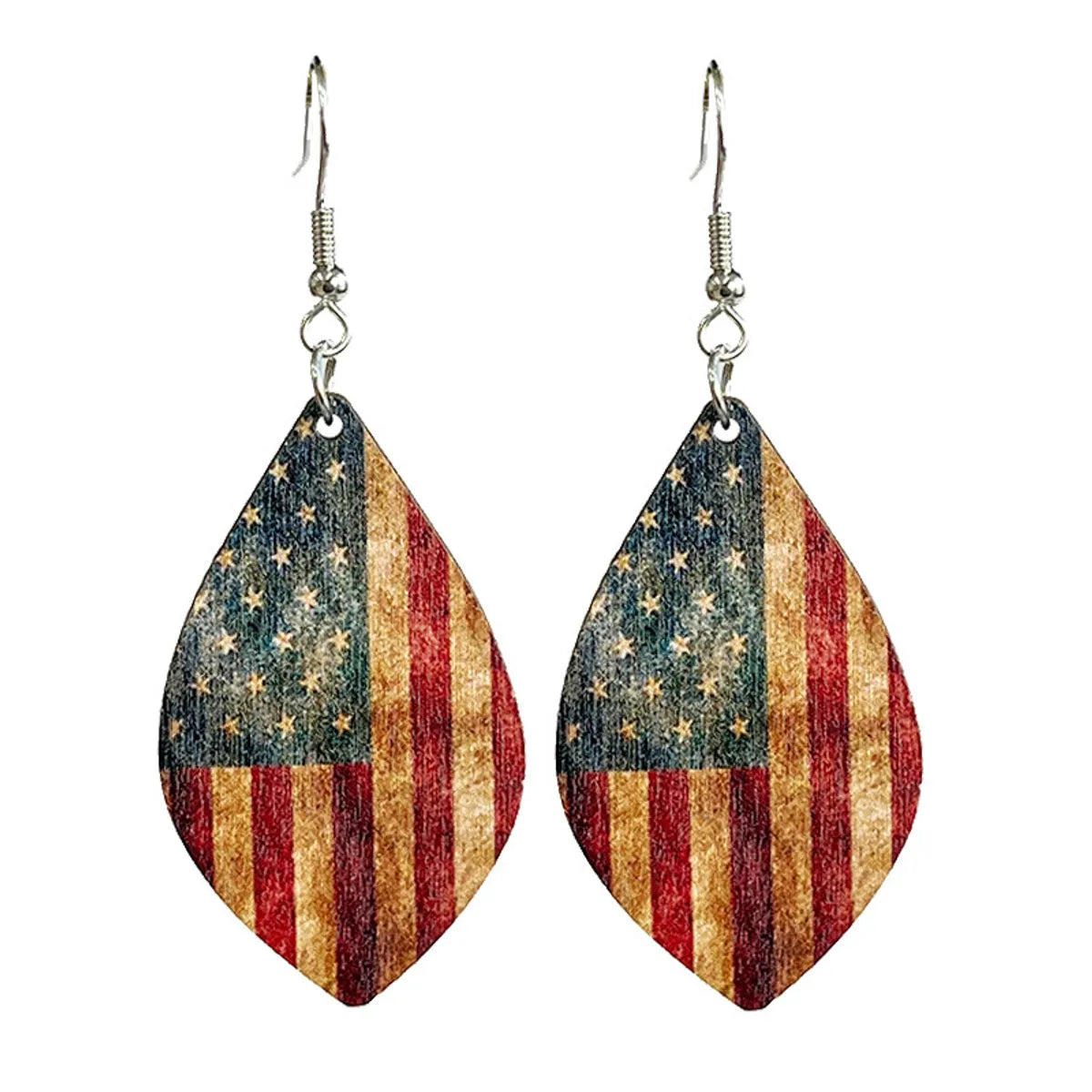 1 Pair Casual Retro Geometric Patchwork Wood Drop Earrings