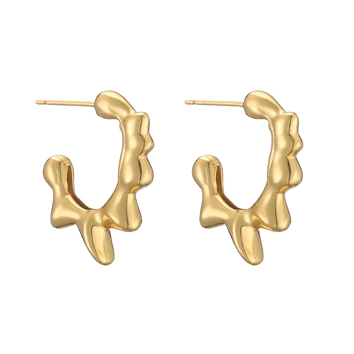 1 Pair Casual Retro Heart Shape Pea Plating Copper 18k Gold Plated Earrings