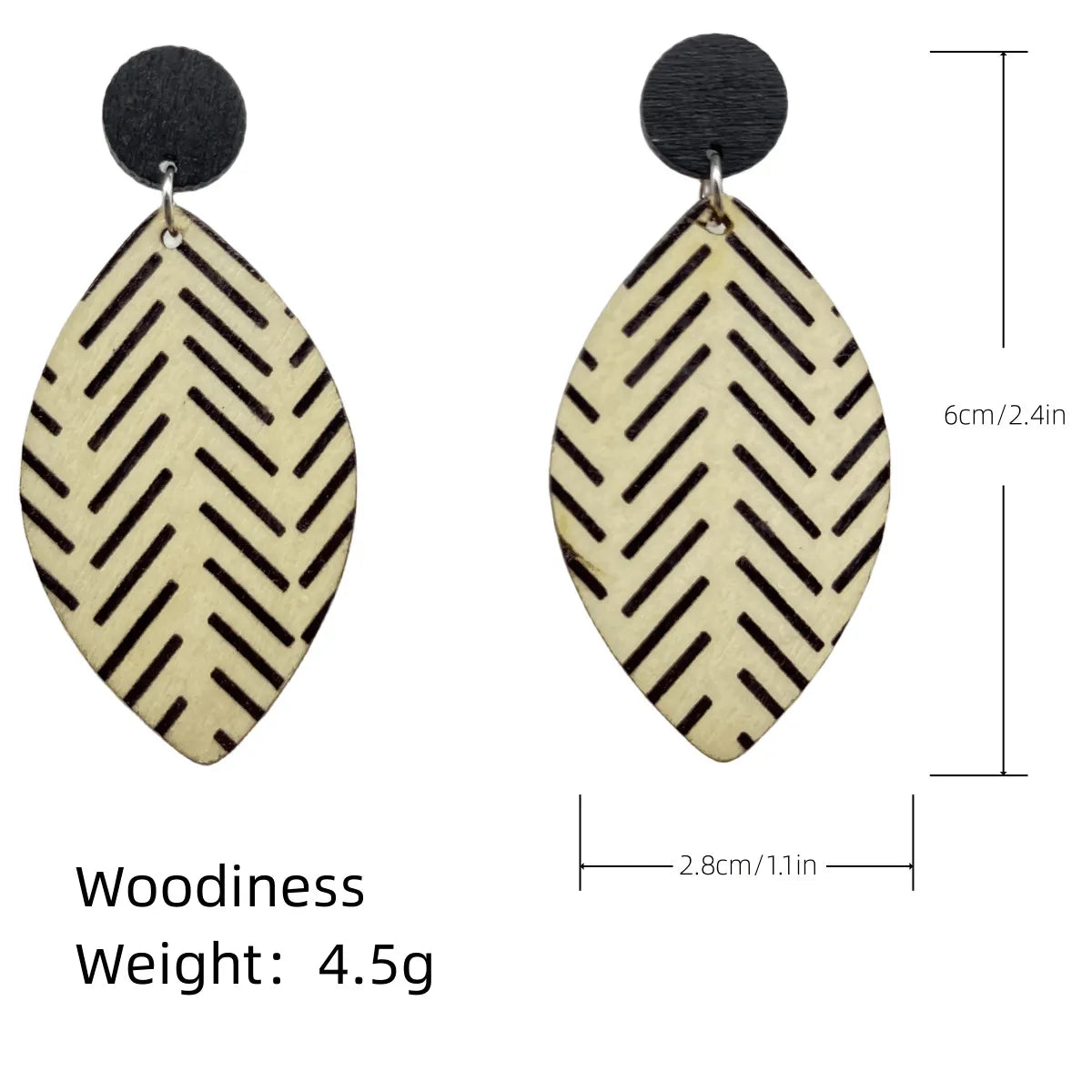 1 Pair Casual Retro Leaf Stoving Varnish Wood Drop Earrings