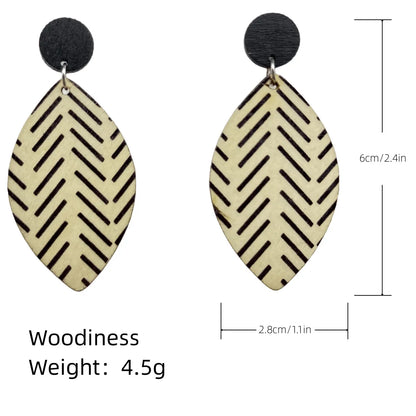 1 Pair Casual Retro Leaf Stoving Varnish Wood Drop Earrings