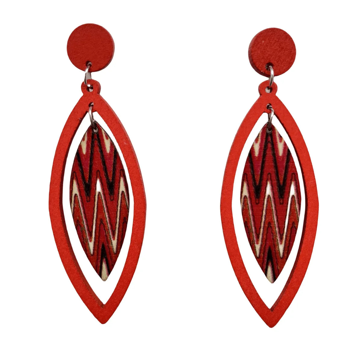 1 Pair Casual Retro Leaf Stoving Varnish Wood Drop Earrings