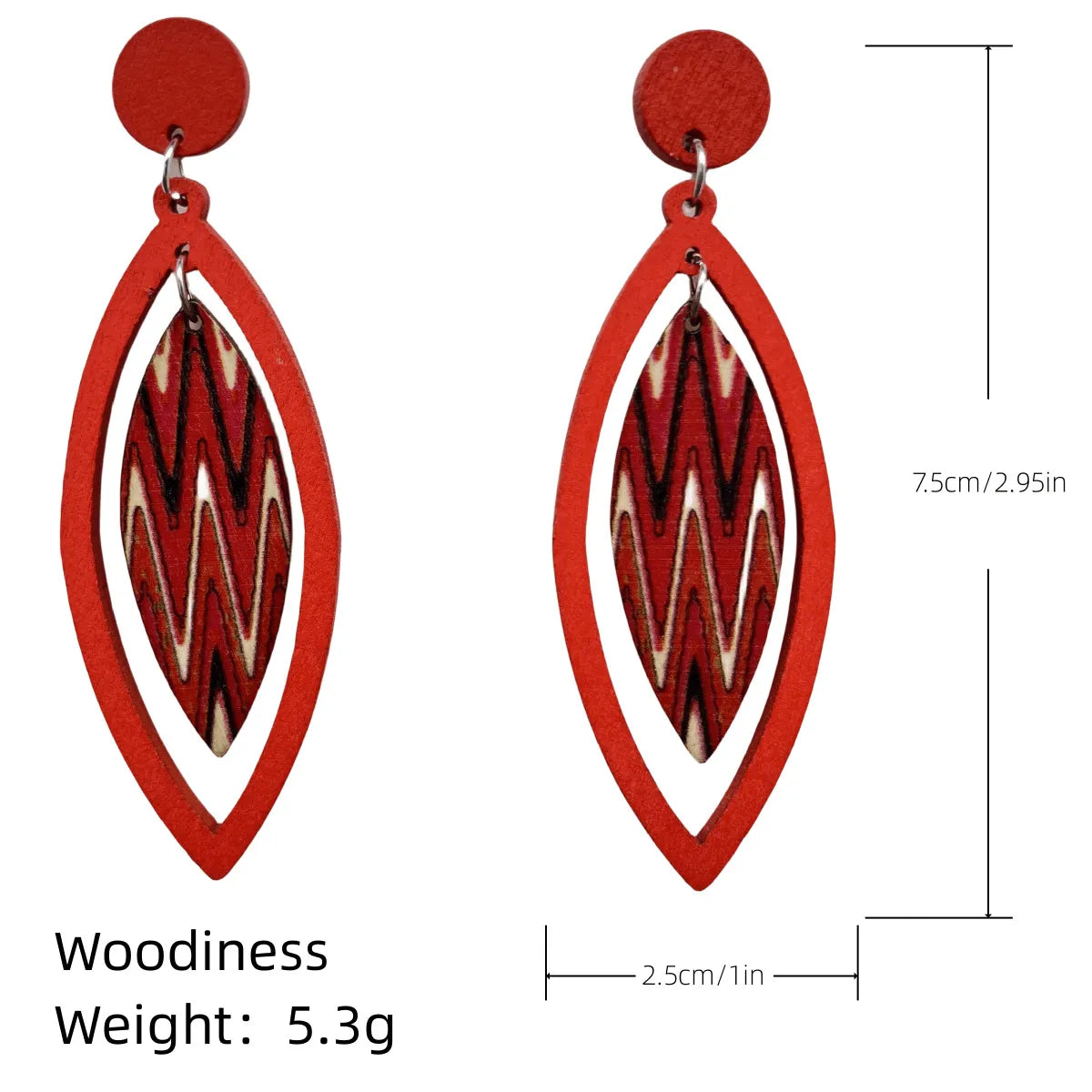 1 Pair Casual Retro Leaf Stoving Varnish Wood Drop Earrings