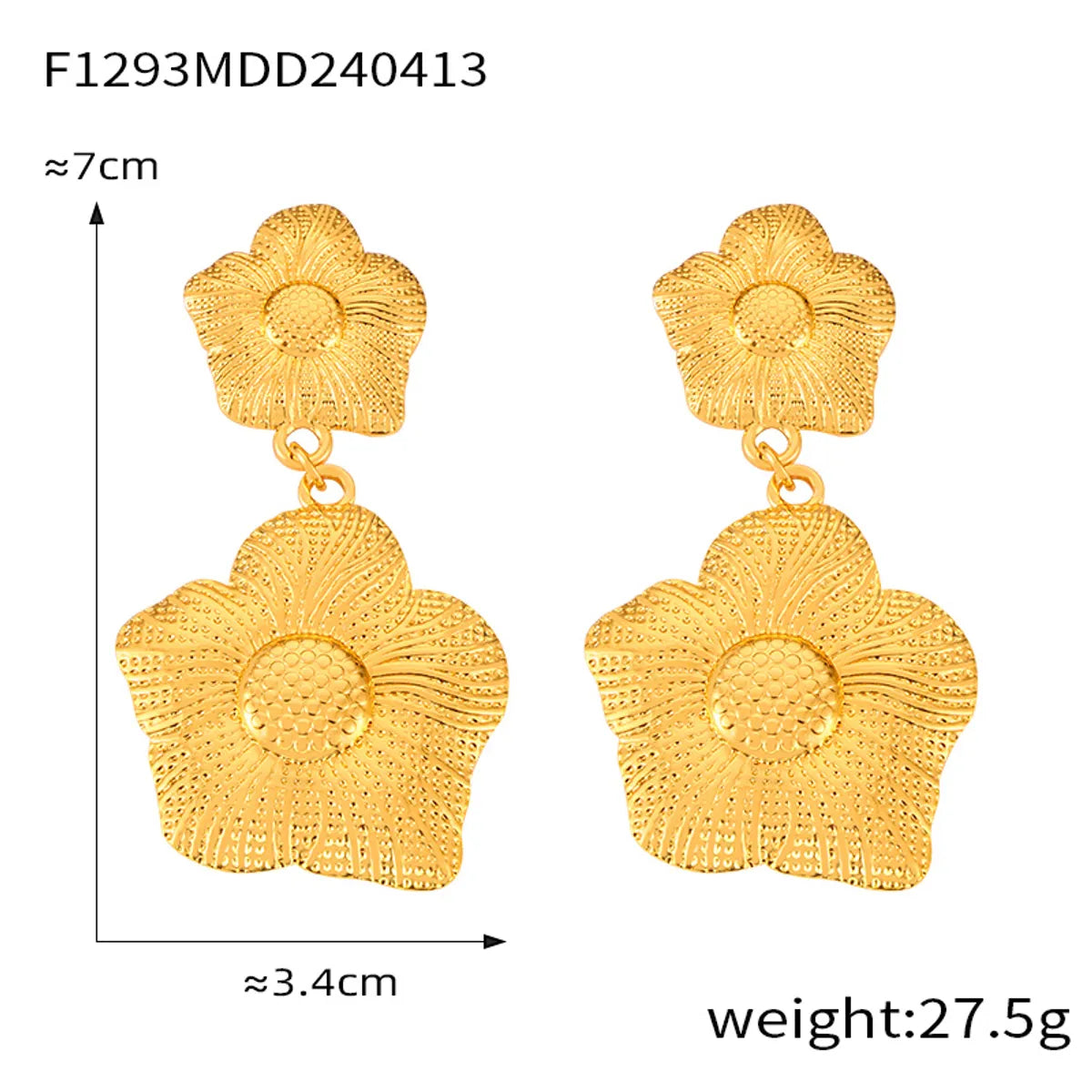 1 Pair Casual Retro Round Heart Shape Flower Plating Inlay 304 Stainless Steel Artificial Pearls 18K Gold Plated Drop Earrings