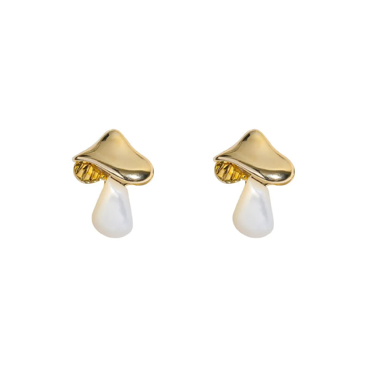 1 Pair Casual Retro Round Mushroom Plating Copper 18K Gold Plated Ear Studs