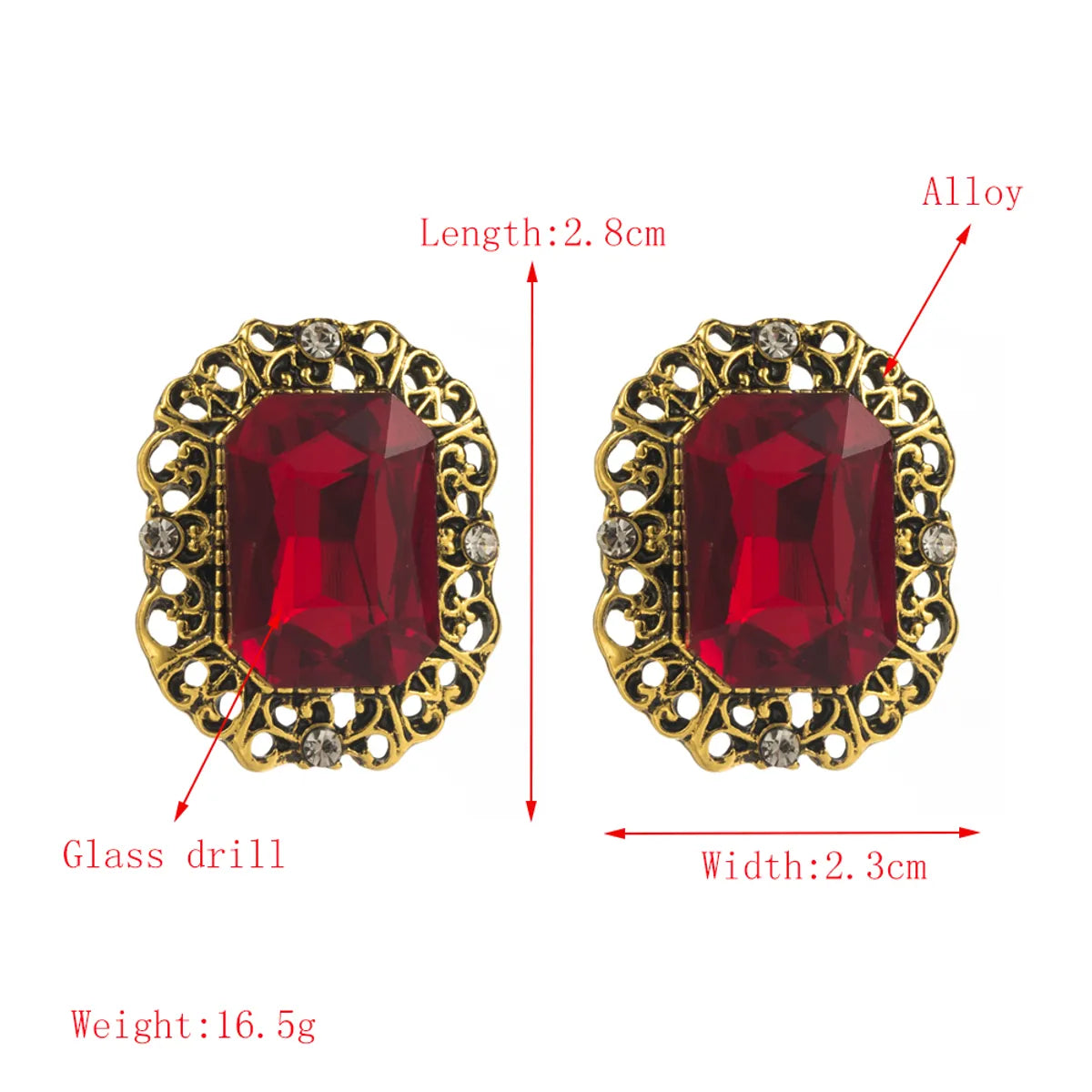 1 Pair Casual Retro Round Square Hollow Out Inlay Carving Resin Zinc Alloy Resin Glass 14K Gold Plated Ear Studs