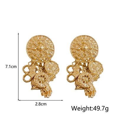 1 Pair Casual Retro Round Tassel Alloy Drop Earrings