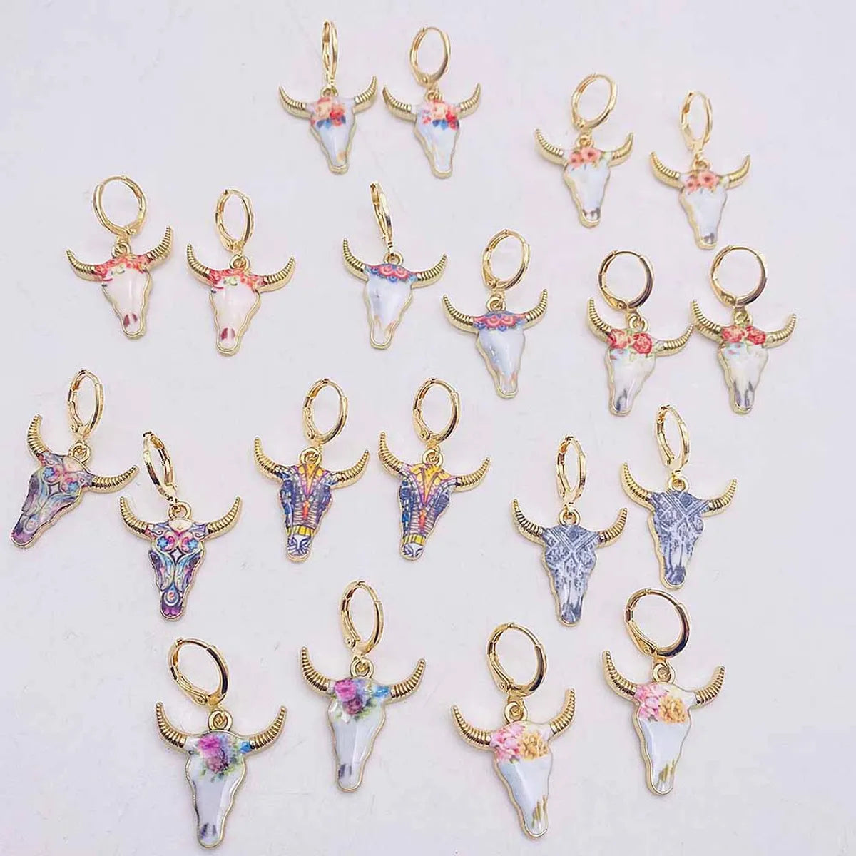 1 Pair Casual Retro Simple Style Cattle Metal Drop Earrings