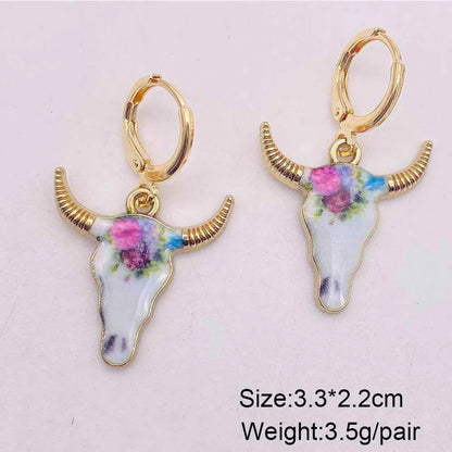 1 Pair Casual Retro Simple Style Cattle Metal Drop Earrings