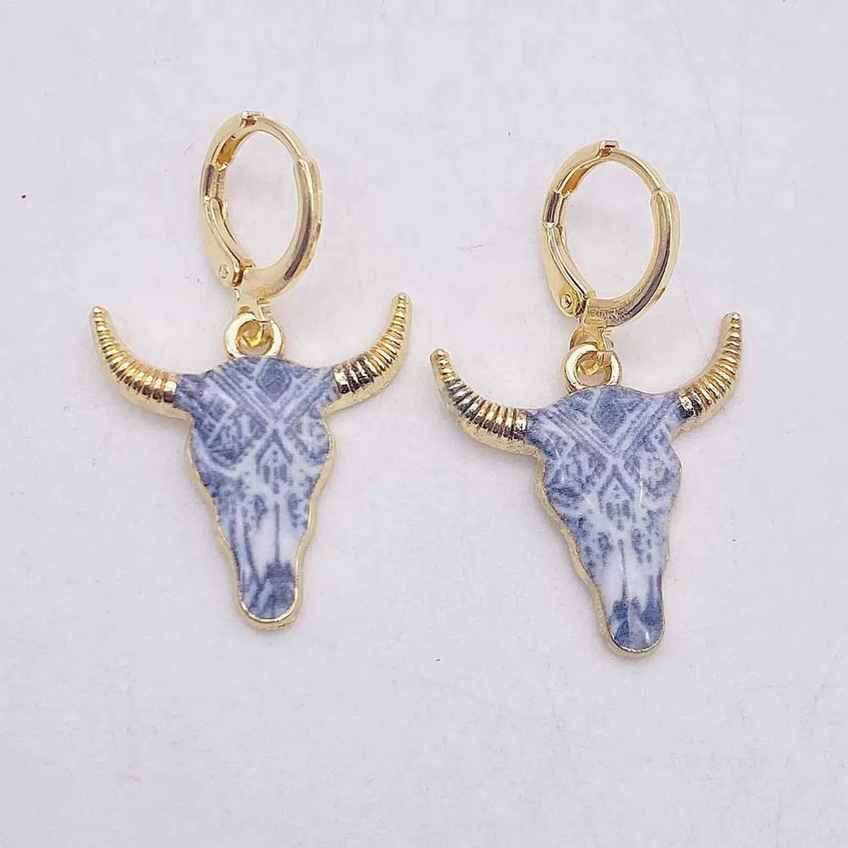 1 Pair Casual Retro Simple Style Cattle Metal Drop Earrings