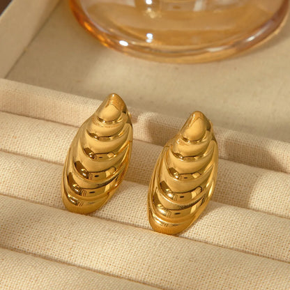 1 Pair Casual Retro Simple Style Solid Color Plating 304 Stainless Steel 18K Gold Plated Ear Studs