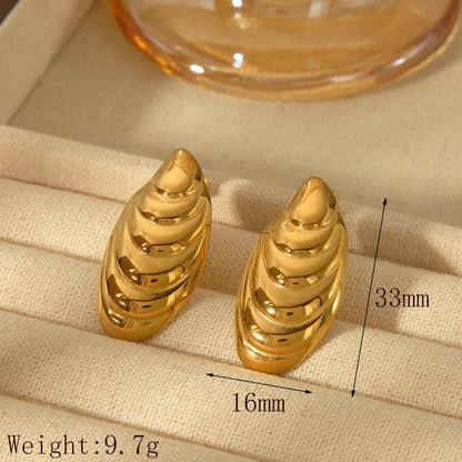 1 Pair Casual Retro Simple Style Solid Color Plating 304 Stainless Steel 18K Gold Plated Ear Studs