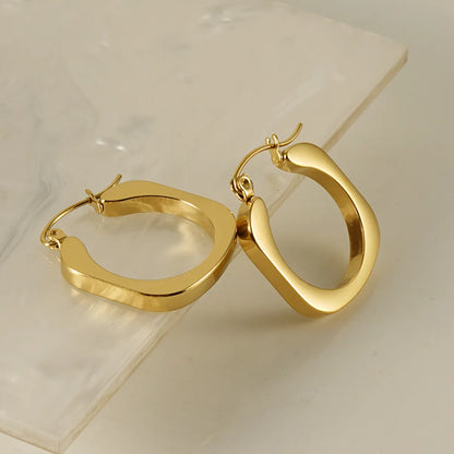 1 Pair Casual Retro Square Stainless Steel Plating 18k Gold Plated Hoop Earrings