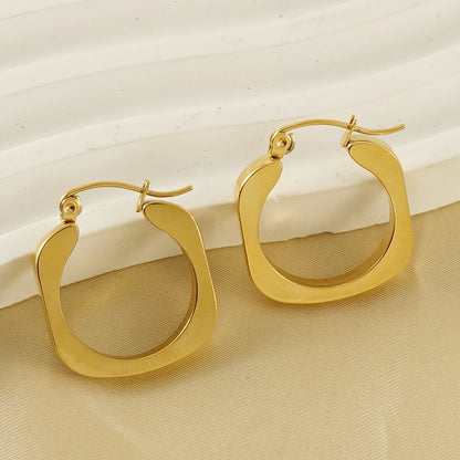 1 Pair Casual Retro Square Stainless Steel Plating 18k Gold Plated Hoop Earrings