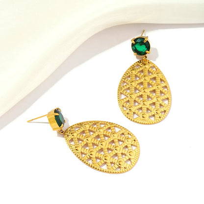 1 Pair Casual Retro Water Droplets Titanium Steel 18K Gold Plated Drop Earrings