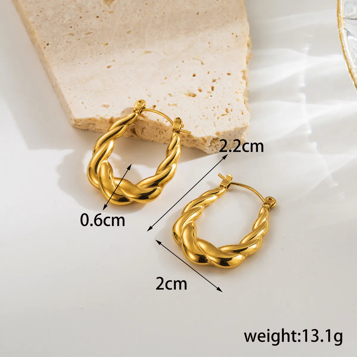 1 Pair Casual Retro Water Droplets Twist Plating Stainless Steel 18k Gold Plated Ear Studs