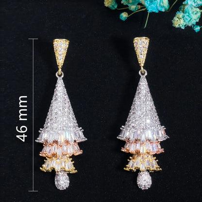 1 Pair Casual Romantic Christmas Tree Plating Inlay Copper Zircon Rhodium Plated Silver Plated Drop Earrings