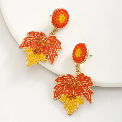 1 Pair Casual Romantic Maple Leaf Alloy Drop Earrings