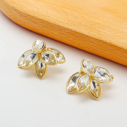 1 Pair Casual Romantic Shiny Flower Inlay Alloy Artificial Crystal Ear Studs