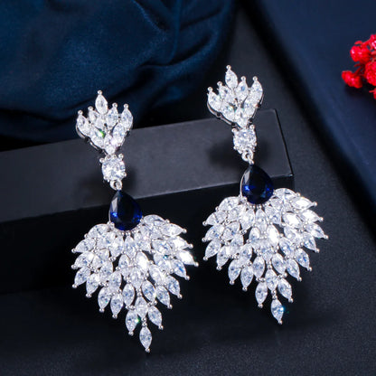 1 Pair Casual Romantic Shiny Geometric Water Droplets Plating Inlay Copper Zircon Rhodium Plated Silver Plated Drop Earrings