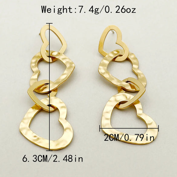1 Pair Casual Romantic Simple Style Heart Shape Polishing Plating 304 Stainless Steel 14K Gold Plated Drop Earrings