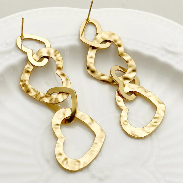 1 Pair Casual Romantic Simple Style Heart Shape Polishing Plating 304 Stainless Steel 14K Gold Plated Drop Earrings