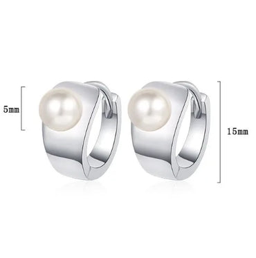 1 Pair Casual Round Plating Inlay Sterling Silver Shell 24k Gold Plated White Gold Plated Earrings