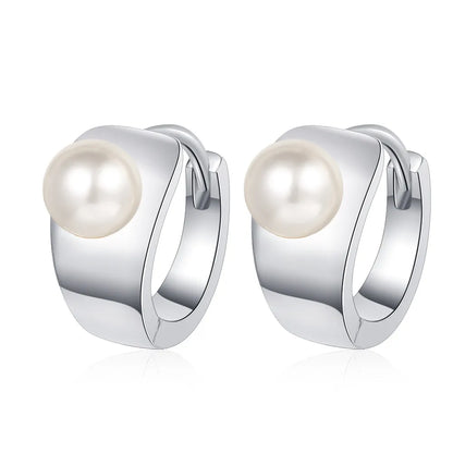 1 Pair Casual Round Plating Inlay Sterling Silver Shell 24k Gold Plated White Gold Plated Earrings