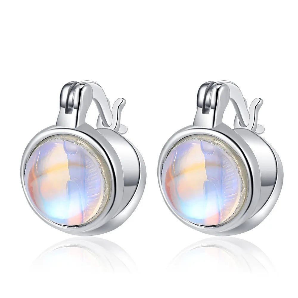 1 Pair Casual Round Plating Inlay Sterling Silver Zircon White Gold Plated Earrings